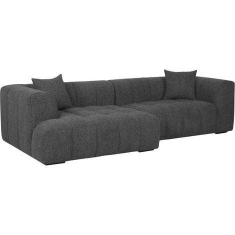 Canapé d'angle en tissu anthracite et pieds en bois Davis (1/5)