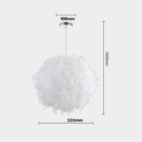 30cm Plafonnier lustre éclairage boule de plumes simple moderne Créatif décoration de chambre d'exposition - Blanc (1/4)