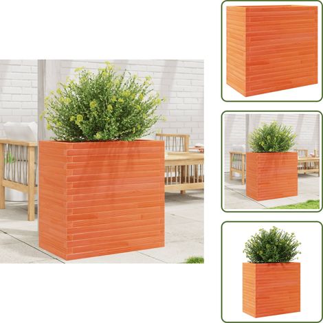 Pflanzkübel Wachsbraun 70x40x68,5 cm Massivholz Kiefer - Kiefernholzkübel - Blumentopf Aus Holz - Pflanzenbehälter - Balkonpflanzen - Gartendeko (1/5)