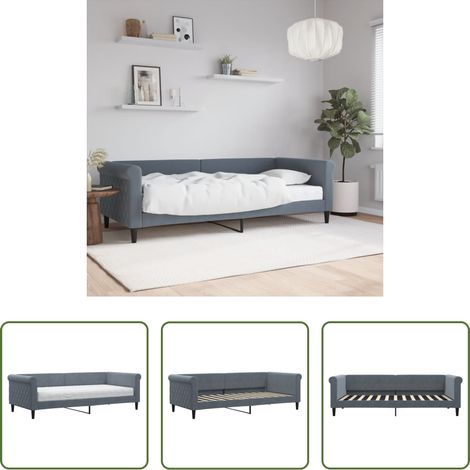 vidaXL Matratze - Tagesbett mit Matratze Dunkelgrau 90x200 cm Samt (1/5)