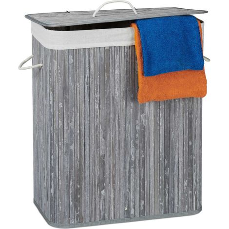 Cesta de ropa de bambu con 2 compartimentos