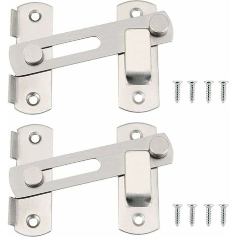 Lot de 4 verrous de porte en acier inoxydable avec vis, verrou de porte coulissante 10×7CM, verrou de porte pour cabine, porte, armoire, tiroir KLB (1/5)