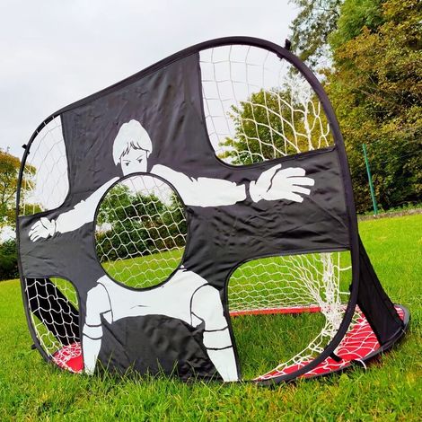 Porta da calcio 2 in 1 Pop UP Flip-Up - Porta da calcio su un lato - Bersaglio di tiro integrato nella porta sull'altro lato - Borsa per il trasporto inclusa, Nero (1/5)