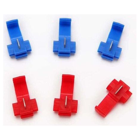 50 Pieces Electrical Lug Quick Connector, Self-Stripping Quick Stripping Branch Connector, Scotch Locking Connectors (25 Pieces Red, 25 Pieces Blue)
