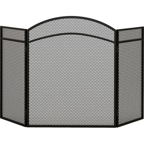 Parascintille con Antine 96x60cm Pieghevole a 3 Pannelli in Metallo Nero (1/5)