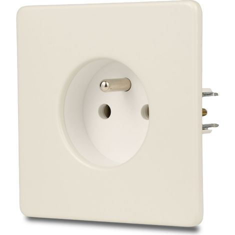 Presa elettrica singola in acciaio verniciato bianco, colore cashmere RAL9002 (1/5)