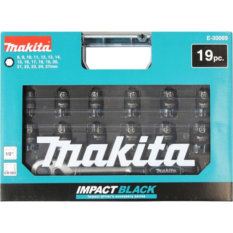 Makita E-30069 Impact Black Ratschen und Schlagnuss Set 1/2" 19 tlg. + Ratsche (1/3)