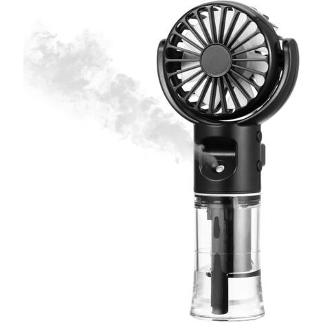 Ventilateur Brumisateur Portable, Mini Ventilateur Portable Rechargeable, Ventilateur Portable à 4 Vitesses, USB Ventilo Portable, Voyage Accessoires pour Extérieur Bureau Camping (Noir) (1/5)