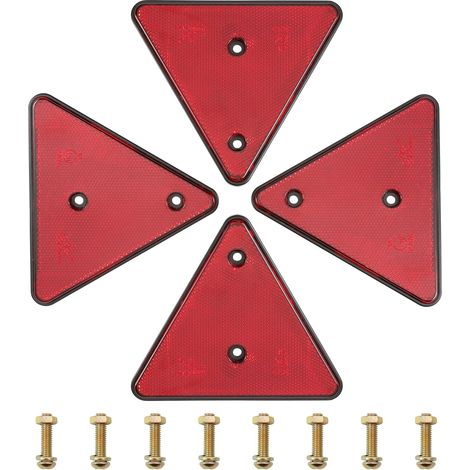 Catadioptre Triangle Rouge,catadioptre pour vehicule,Catadioptre Remorque Réflecteurs,Catadioptre Triangle Signalisation Homologué Emark R3,réflecteur pour remorque Rouge vis incluses (1/5)