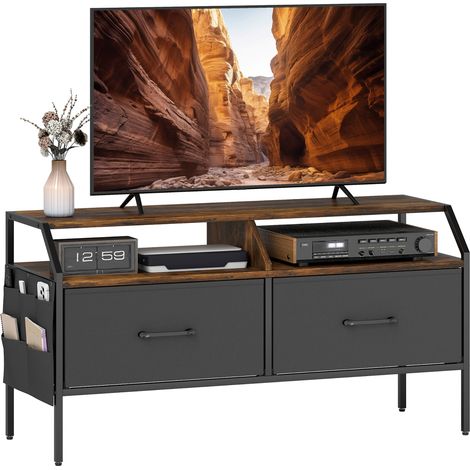 Rustic Industrial TV Stand Cabinet in Brown for Stylish Living Room Decor