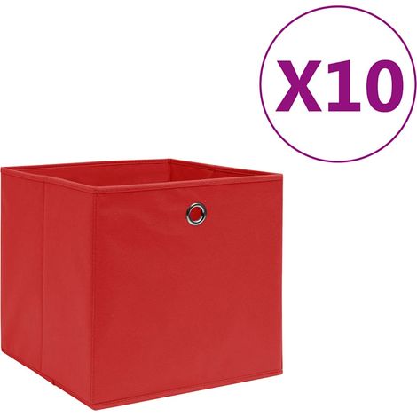 Boîtes de rangement 10 pcs-Coffre de rangement-Stockage Rangement Tissu intissé 28x28x28 cm Rouge 217688 (1/5)