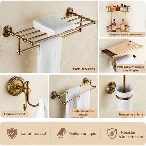 Accessoires salle de bain rétro porte-serviettes matériau entièrement en cuivre ensemble Barcelone 6-B 5 kg – Livraison gratuite (1/5)