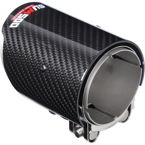 Embout d'échappement en fibre de carbone, tube droit universel pour voiture, entrée 74mm, sortie unique 89mm (1/5)