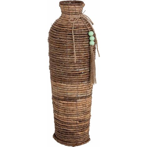 Jarrón de hoja de banana natural marrón, D17x58 cm