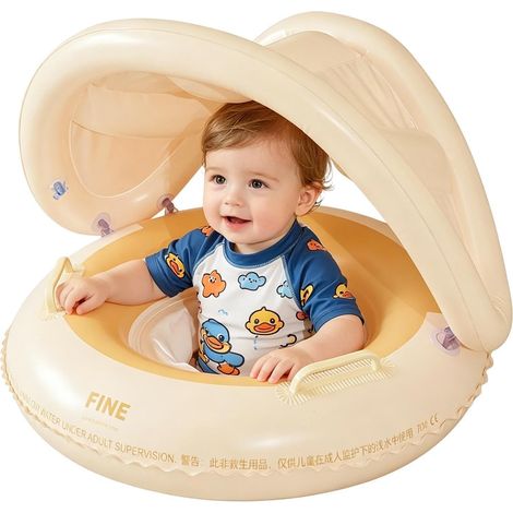 Bouée Enfant Radeau Gonflable avec Auvent Protection Contre Le Flotteur De Piscine Gonflable pour Enfant pour Douche Plage Été Jeux Extérieurs Aquatiques (1/5)