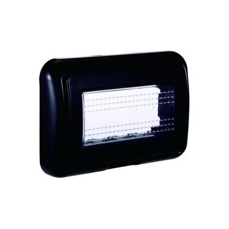Plaque ETTROIT avec couvercle 4P IP55 boîtier hydrobox compatible avec Bticino Living couleur noir - LN2704