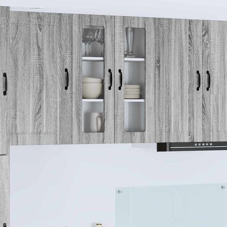 vidaXL Mobile in vetro da parete LUCCA Grigio Sonoma 60 x 31 x 80 cm