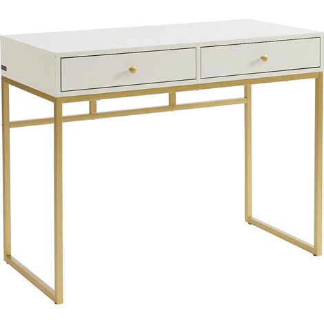 Consolle con 2 cassetti in MDF Bianco e Dorato - CODENIA (1/4)