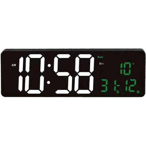 Horloge murale numérique 16,5 pouces avec grand écran LED, alarme, minuteur et affichage de la température. Montre électronique B. (1/5)