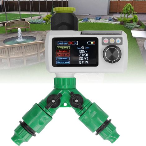 Dispositif d'arrosage automatique solaire avec capteur de pluie, batterie rechargeable NiMH 1,2 V, minuterie et contrôleur d'arrosage par atomisation (1/5)