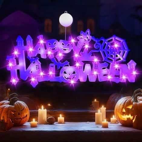 Décoration de fenêtre intérieure d'Halloween : 3 pièces lumières de fenêtre d'Halloween orange Multicolore KIT DE DECORATION (1/5)