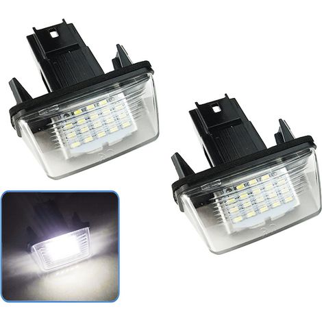 2 Plaques LED 18 Diodes pour Éclairage de Plaque d'Immatriculation Auto, Kit Gauche/Droite Compatible C3 2002-2009, Berlingo, 306, 307, 406, 5008 (1/5)