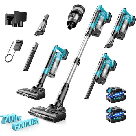 700W/60Kpa Aspirateur Balai sans Fil,70 Mins Aspirateur sans Fil Puissant avec écran Tactile et Brosse à Sol Anti-emmêlement, Rechargeable Batterie, pour Sols Tapis Poils d'animaux Domestique (1/4)