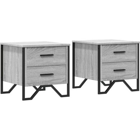 Set di 2 comodini con due cassetti 40 x 41 x 40 cm in legno ingegnerizzato grigio e metallo DEC035726