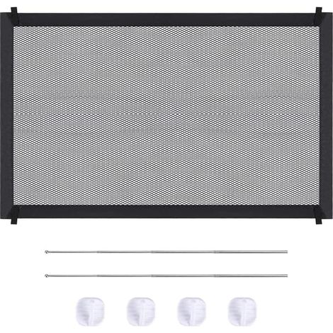 Barrière de sécurité Magic Dog Gate pour chiens, avec crochets et poteaux renforcés, noire, 110 × 72 cm (1/5)