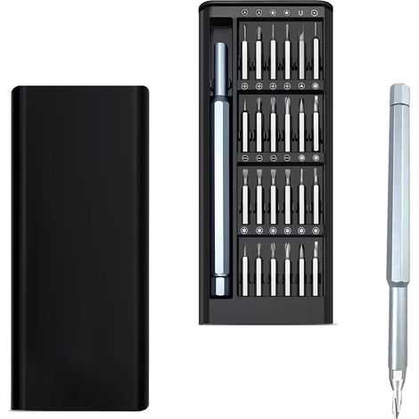 Kit Tournevis de Précision,24-en-1 Mini Set Tournevis Magnétique avec Embouts, Triangle,Cruciforme Jeu de Tournevis pour Réparation de Montres,Lunettes,Phone,Toy,Console (1/5)
