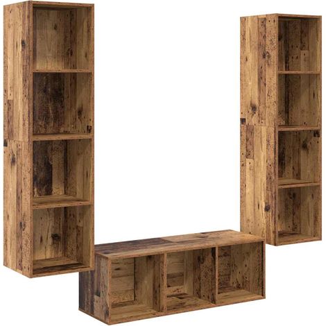 Maison Exclusive - TV-Schrankset Wandmontiert 3 pcs Altholz Holzw