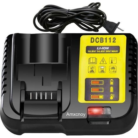 Chargeur de batterie DCB112 Slim, pour chargeur Dewalt 12V / 20V DCB203 DCB101 DCB105 DCB115 DCB107, compatible avec les batteries lithium-ion Dewalt 12V / 20V MAX (1/5)