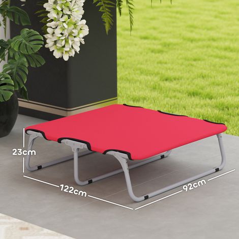 Panier pliable pour chien (usage intérieur/extérieur), métal et tissu Oxford, 71 x 58 x 20 cm, rouge (1/5)