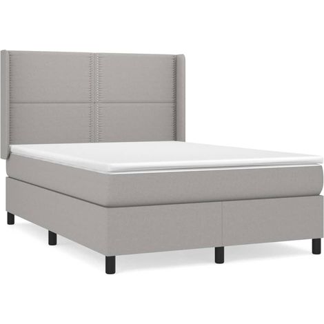 Maison Exclusive - Sommier à lattes de lit avec matelas Gris clair 140x200cm Tissu (1/5)
