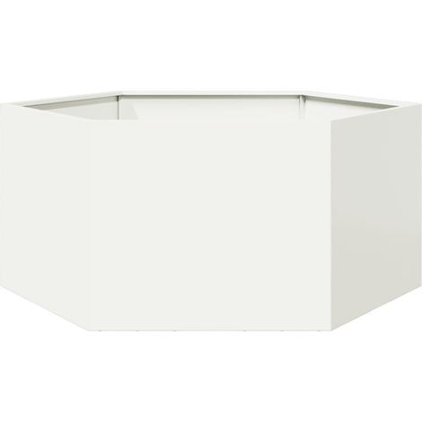 Pflanzkübel Weiß Sechseckig 104x90x45 Stahl