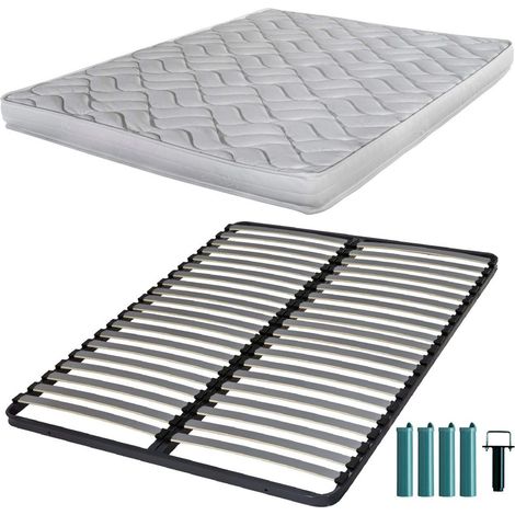Matelas mousse + Sommier métal C220 140x190 Melissa - Hauteur 13 cm - Soutien ferme (1/5)