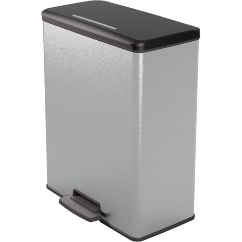 Curver Papelera Deco Rectangle 65L, gris metalizado, para cocina, lavadero, garaje, 486 x 284 x 615 mm, PP 100% reciclado(version antigua) (1/5)