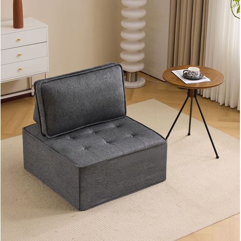 Canapé modulaire en lin gris foncé, compact et flexible pour petits espaces (1/5)
