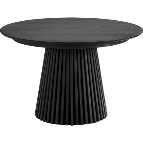 Altobuy – Table extensible 200cm – Pied relief MDF placage chêne noir – 2 rallonges 40x120cm – Pour 8 convives – Dimensions 120/160/200 x 120 x H75cm