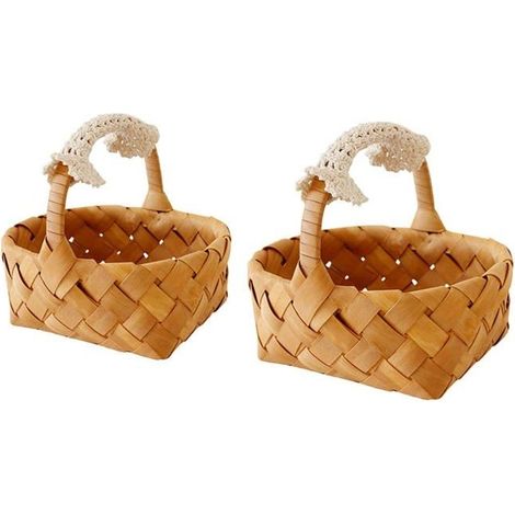 Set aus 2 naturbelassenen Weidenkörben mit Spitzengriffen für Hochzeiten, Brautjungfernkörbe, Weidenkörbe (1/5)