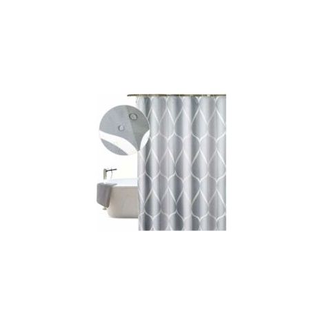Rideau de Douche 80x200CM Anti Moisissure en Tissu Polyester, Original Grise Rideau de Bain Impermeable Lavable en Machine, avec 8 Crochets Antirouille et Ourlet Stable - Crezuo (1/4)