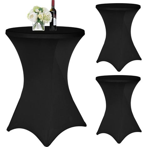 3er-Set Stehtischhusse Schwarz Ø 70-75 cm, 40°C Waschbar, Bügelfrei
