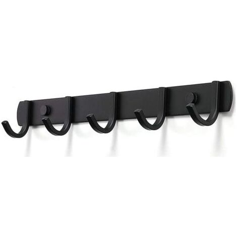 Porte Manteau Mural, Patères Porte Manteaux Design En Acier Inoxydable, Patères Salle De Bains Solide pour Chambre Bureau Noir (5 Hook) (1/4)