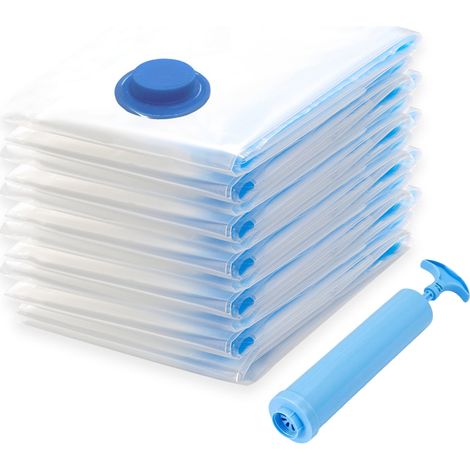 Ensemble de 10 sacs sous vide avec pompe manuelle, capacité 70 x 50 cm, aspirateur de voyage, réutilisable pour vêtements,matelas