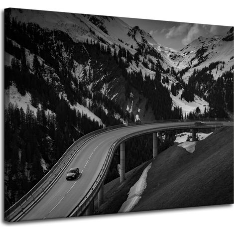 Leinwanddruck Naturstraße durch die Berge 100x80 cm