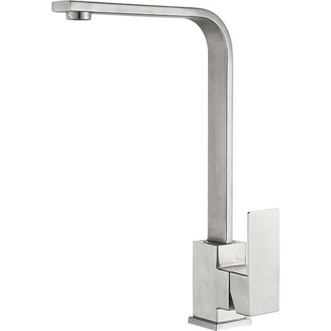 Robinet de cuisine carré à bec haut - Robinet mitigeur d'évier de cuisine (brossé) (1/2)
