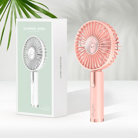 Ventilateur portable mini USB rechargeable rose corail – ventilateur de bureau et main, compact et design, usage intérieur et extérieur