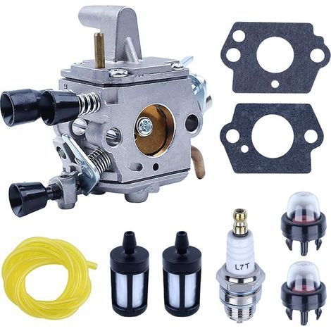 Vergaser-Reparatursatz für Stihl FS120, FS200, FS250, FS300 und FS120R Motorsensen, Vergaser + Kraftstofffilter + Kraftstoffschlauch + Dichtungen + Zündkerze (9-in-1-Zubehör) (1/5)