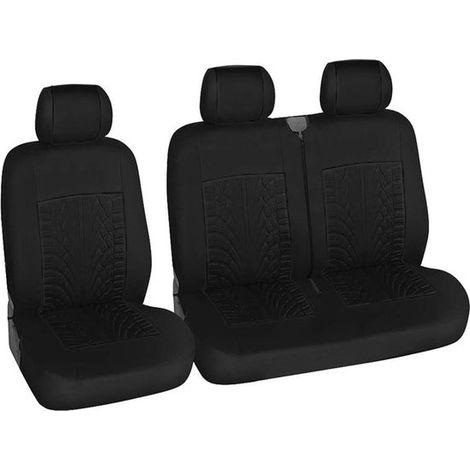 Coprisedili universali per auto 2+1, proteggono gli interni del veicolo, in poliestere idrorepellente, vestibilità universale, colore grigio (1/5)
