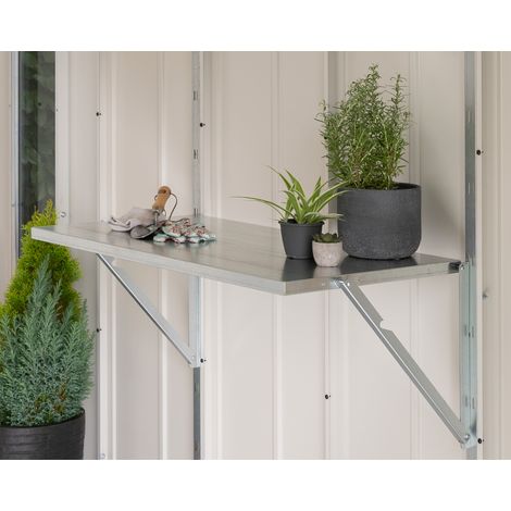 Hörmann Ecostar Klapptisch für "Euroline" und "Juno" Gerätehäuser, silber, 98 x 52 cm (B x T) (1/4)